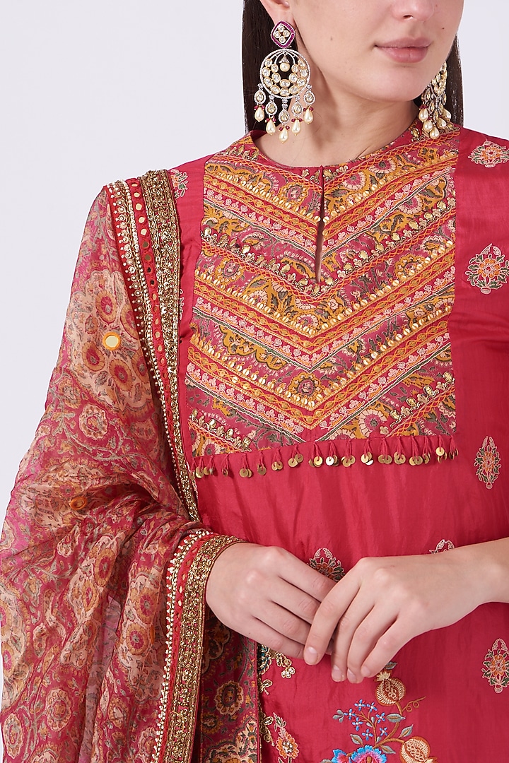 Magenta Embroidered Bridal Sharara Set by Debyani at Pernia's Pop Up Shop