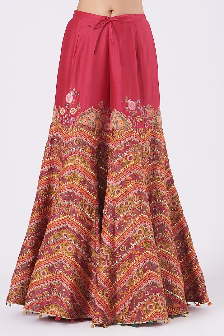 Red Printed Bridal Sharara Set by Debyani at Pernia's Pop Up Shop