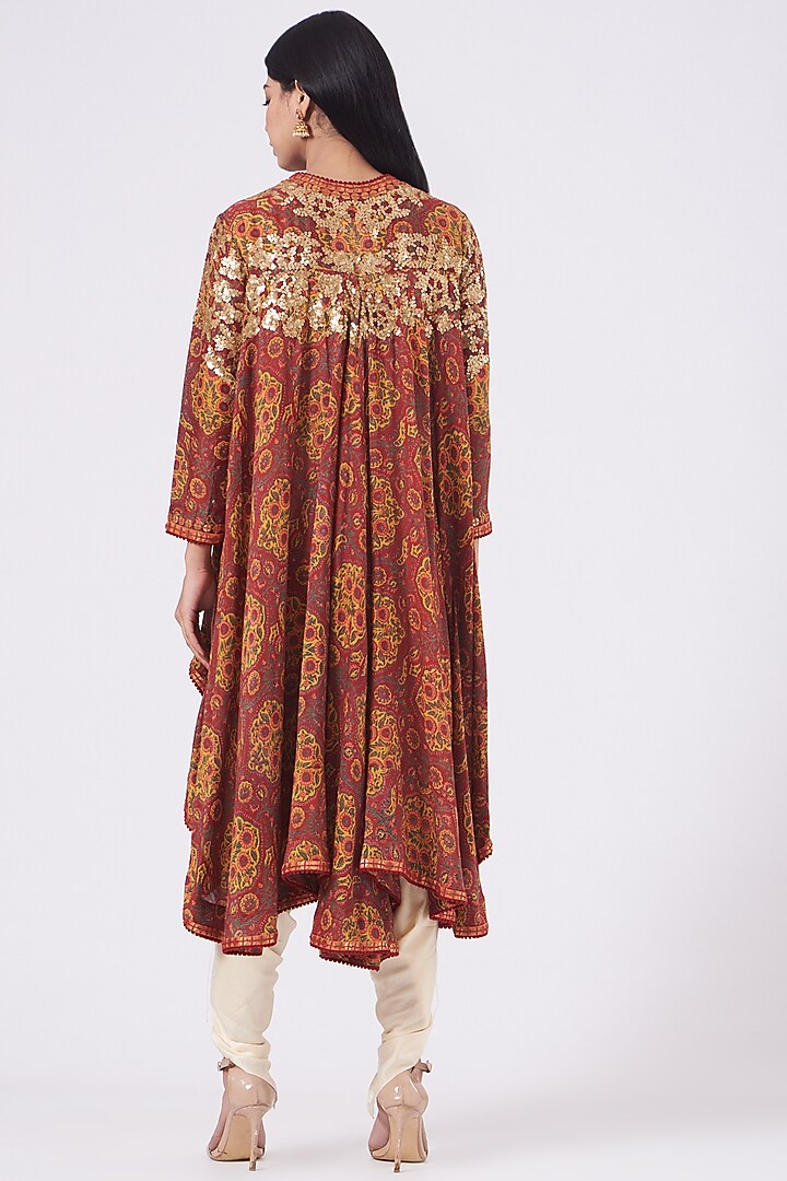 Red Printed Jacket Set by Debyani at Pernia's Pop Up Shop