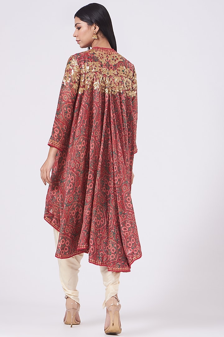 Magenta Printed Jacket Set by Debyani at Pernia's Pop Up Shop
