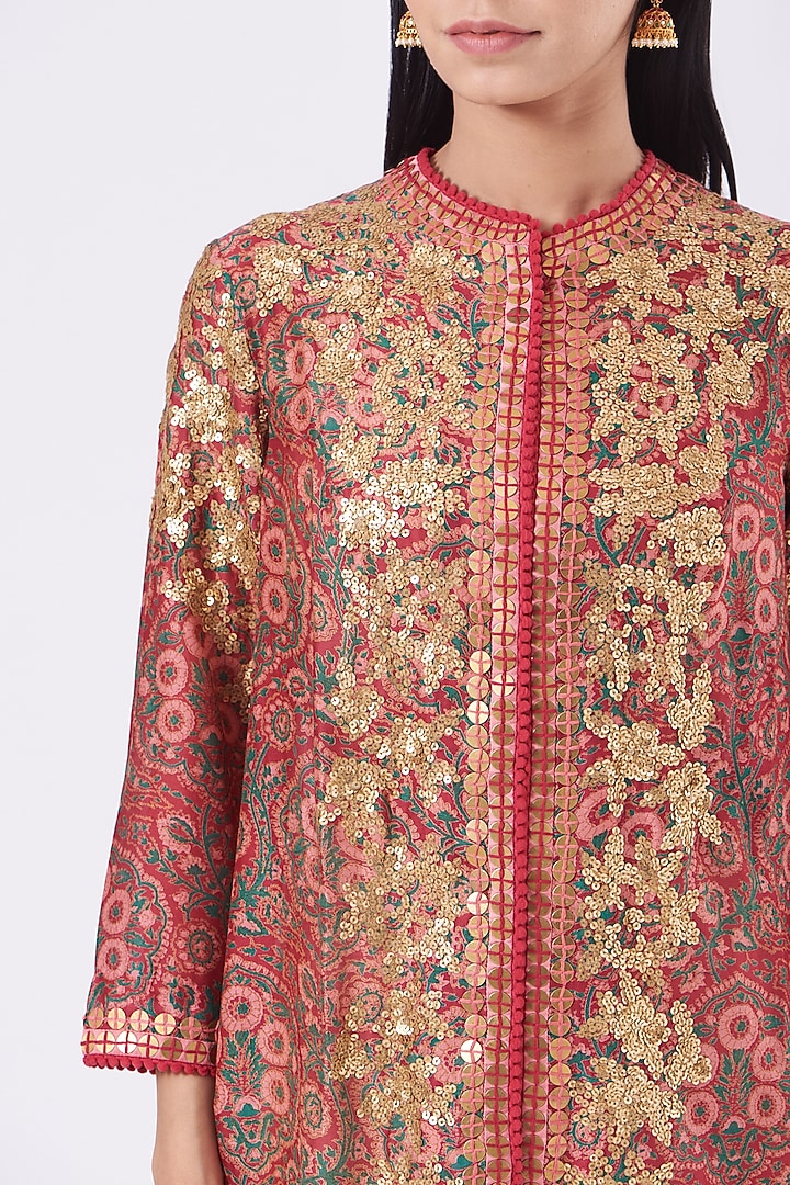 Magenta Printed Jacket Set by Debyani at Pernia's Pop Up Shop