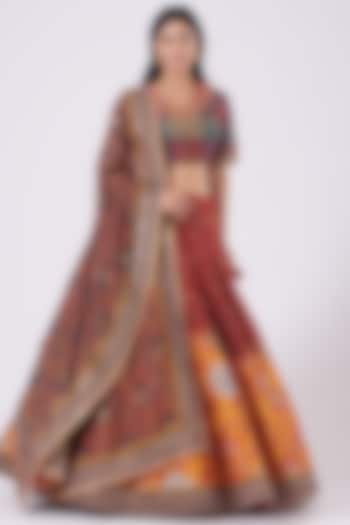 Multi Colored Chanderi Silk Lehenga Set by Debyani