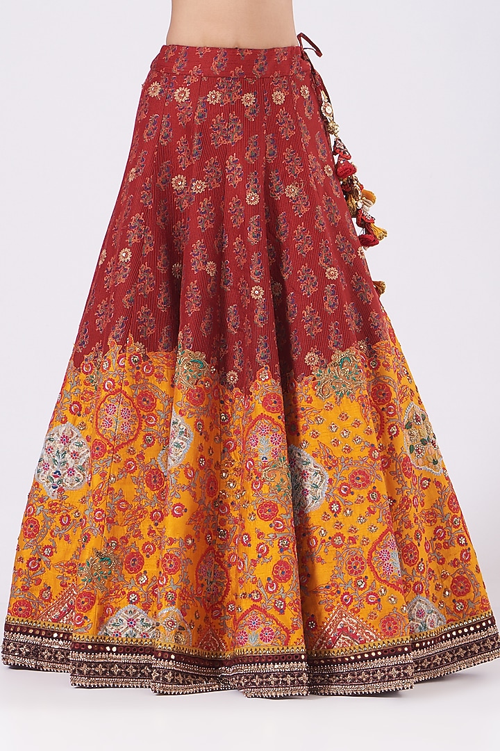 Multi Colored Chanderi Silk Bridal Lehenga Set by Debyani at Pernia's Pop Up Shop