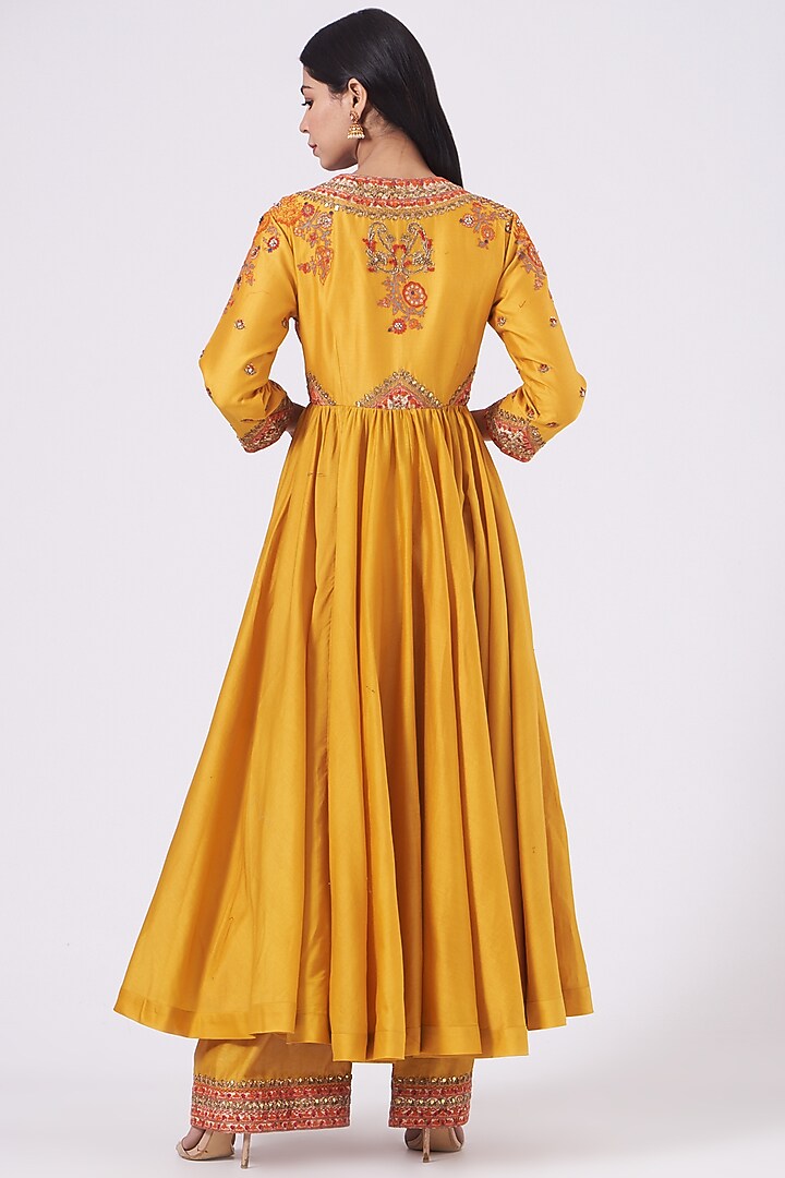 Mustard Chanderi Tunic Set by Debyani at Pernia's Pop Up Shop