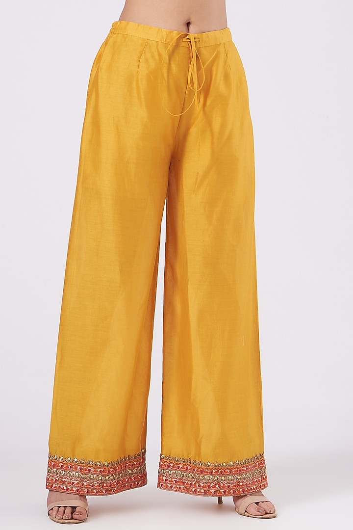 Mustard Chanderi Tunic Set by Debyani at Pernia's Pop Up Shop