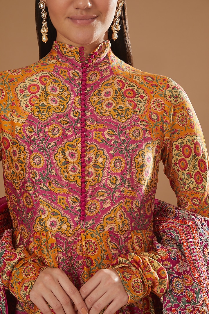 Magenta Printed Bridal Anarkali Set by Debyani at Pernia's Pop Up Shop