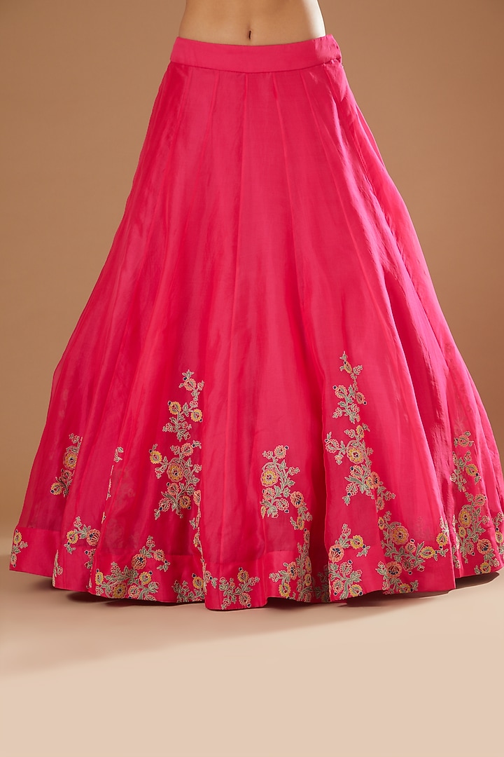 Magenta Embroidered Jacket Set by Debyani at Pernia's Pop Up Shop