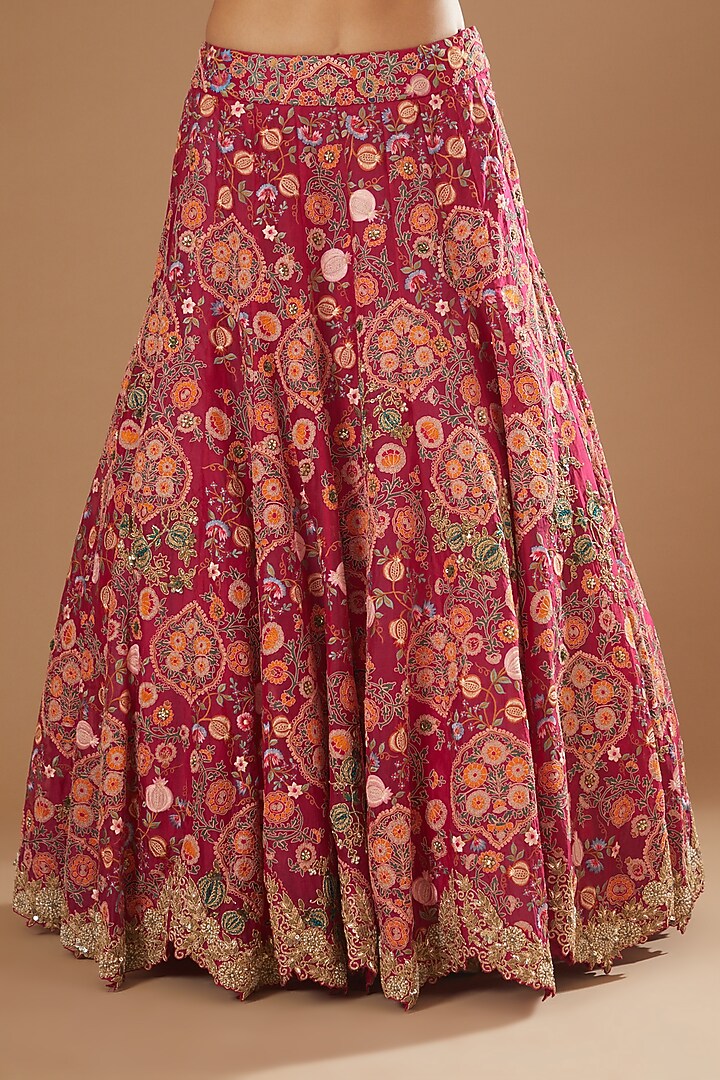 Magenta Organza Bridal Lehenga Set by Debyani at Pernia's Pop Up Shop