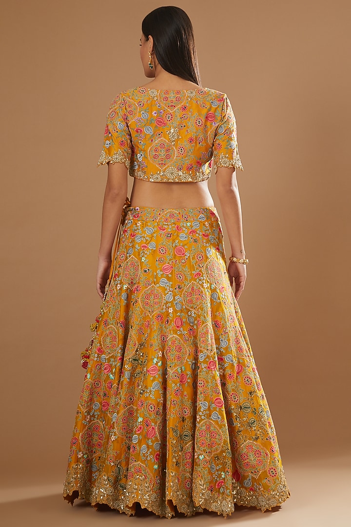 Orange Organza Bridal Lehenga Set by Debyani at Pernia's Pop Up Shop
