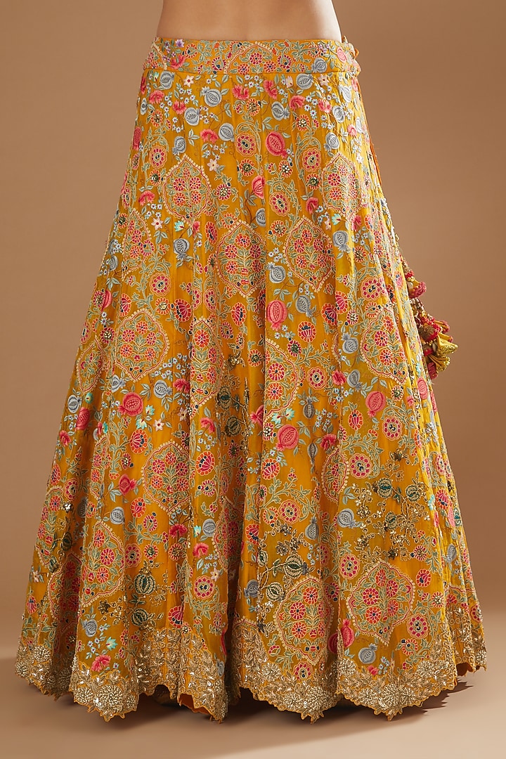 Orange Organza Bridal Lehenga Set by Debyani at Pernia's Pop Up Shop