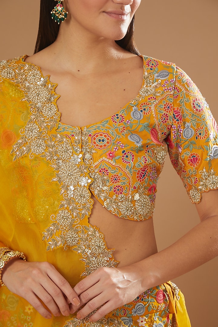 Orange Organza Bridal Lehenga Set by Debyani at Pernia's Pop Up Shop