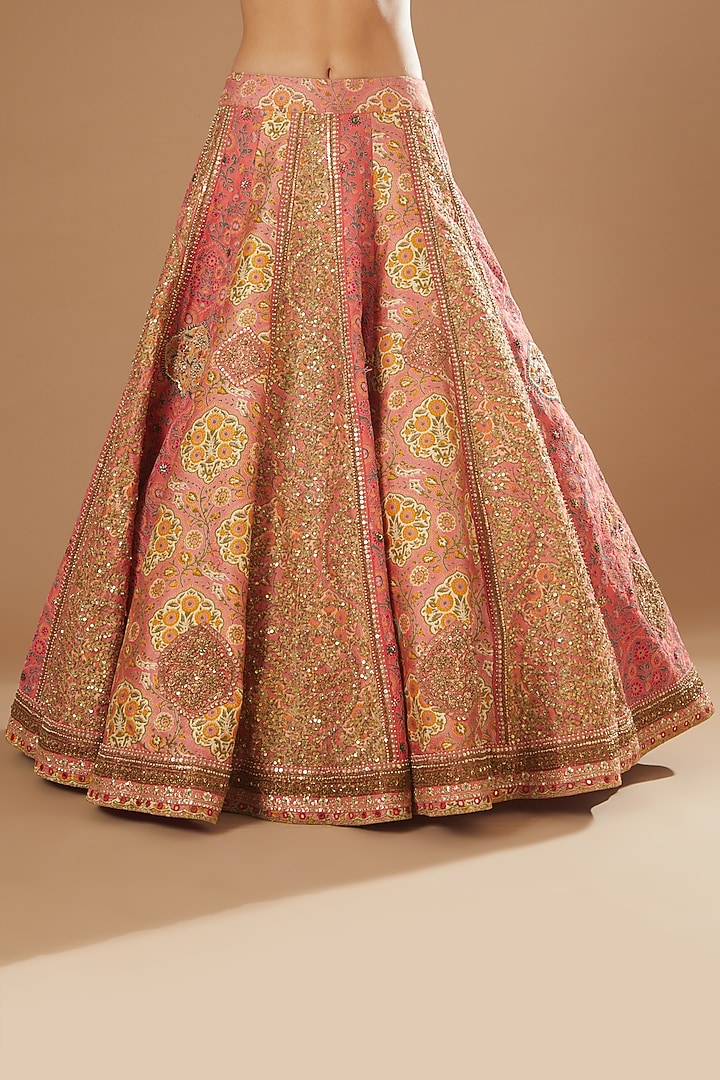 Coral Organza Bridal Lehenga Set by Debyani at Pernia's Pop Up Shop