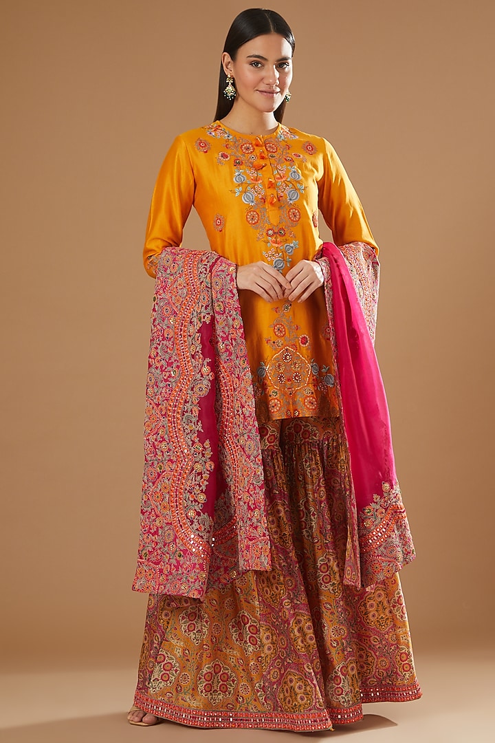 Magenta Printed Sharara Set by Debyani at Pernia's Pop Up Shop