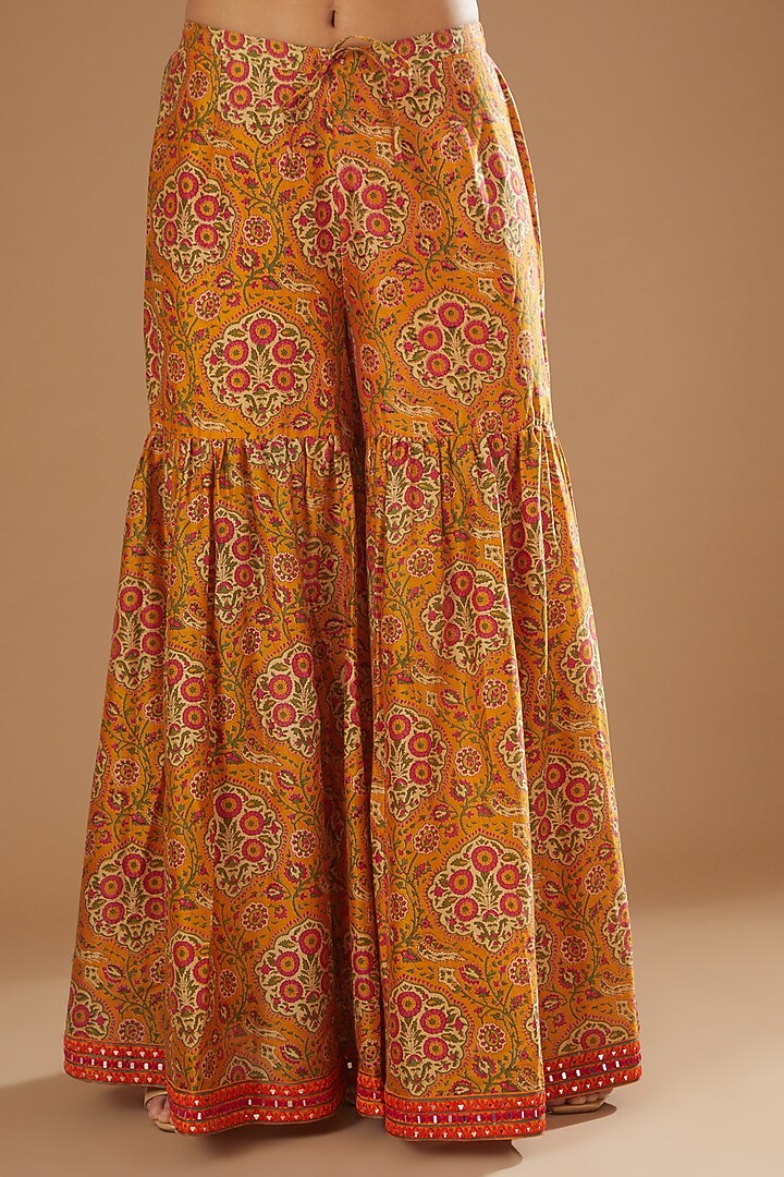 Orange Printed Bridal Sharara Set by Debyani at Pernia's Pop Up Shop