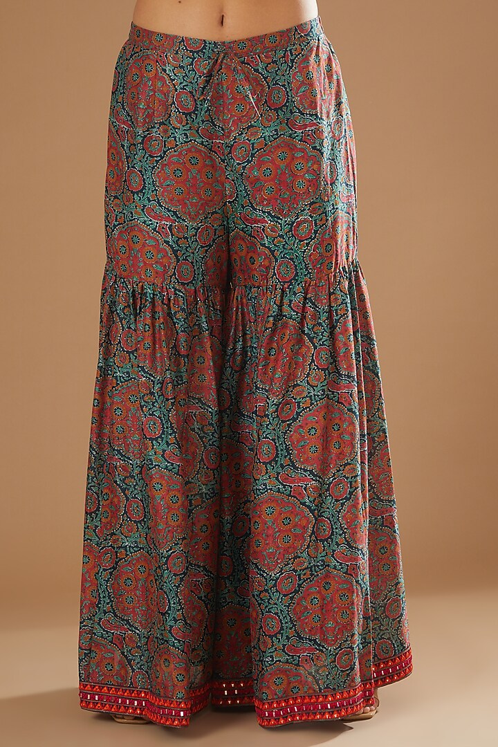 Blue Printed Bridal Sharara Set by Debyani at Pernia's Pop Up Shop