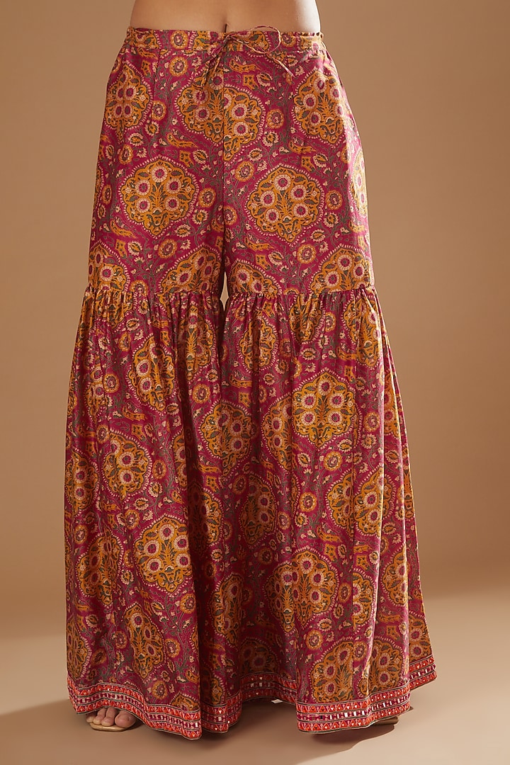 Magenta Chanderi Mulmul Bridal Sharara Set by Debyani at Pernia's Pop Up Shop
