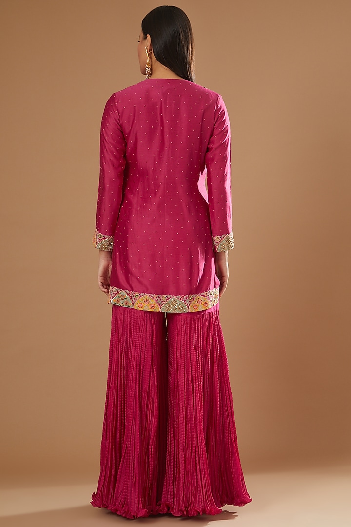 Magenta Chanderi Mulmul Bridal Sharara Set by Debyani at Pernia's Pop Up Shop
