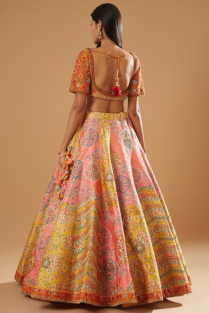 Mustard Chanderi Bridal Lehenga Set by Debyani at Pernia's Pop Up Shop