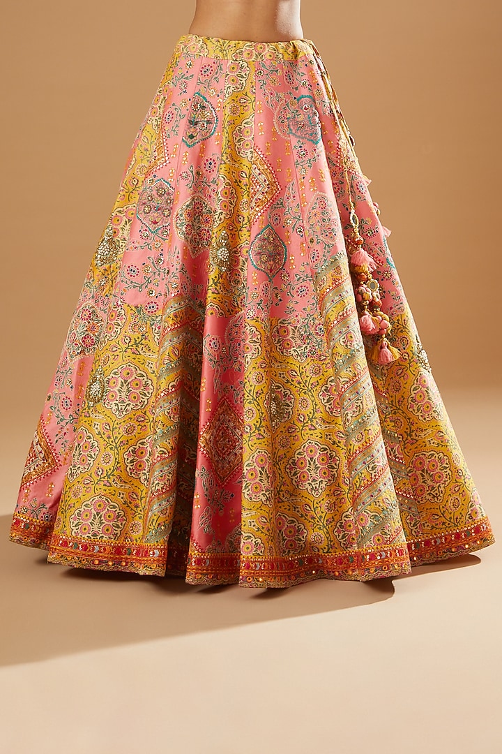 Mustard Chanderi Bridal Lehenga Set by Debyani at Pernia's Pop Up Shop