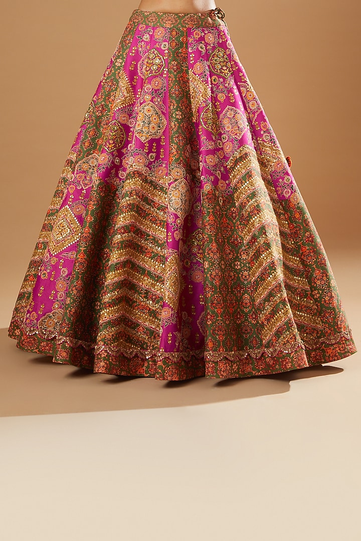 Magenta Chanderi Bridal Lehenga Set by Debyani at Pernia's Pop Up Shop
