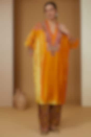 Mustard Velvet Kaftan Set by Debyani at Pernia's Pop Up Shop