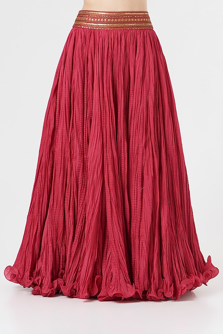 Red Organza High-Low Jacket Set by Debyani at Pernia's Pop Up Shop