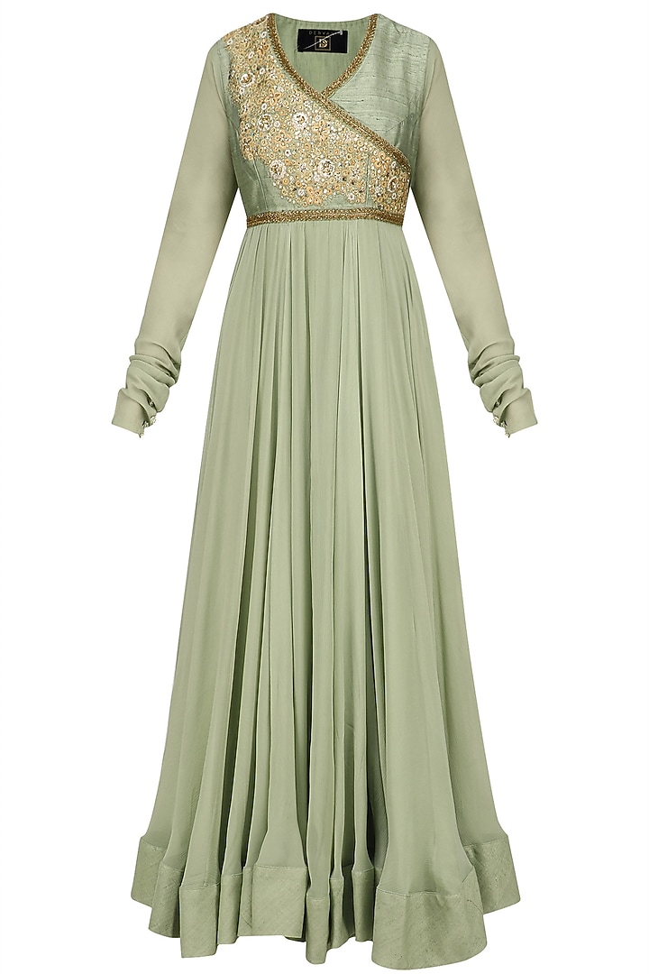 Grey sequins embroidered kalidaar anarkali se available only at Pernia's Pop Up Shop.