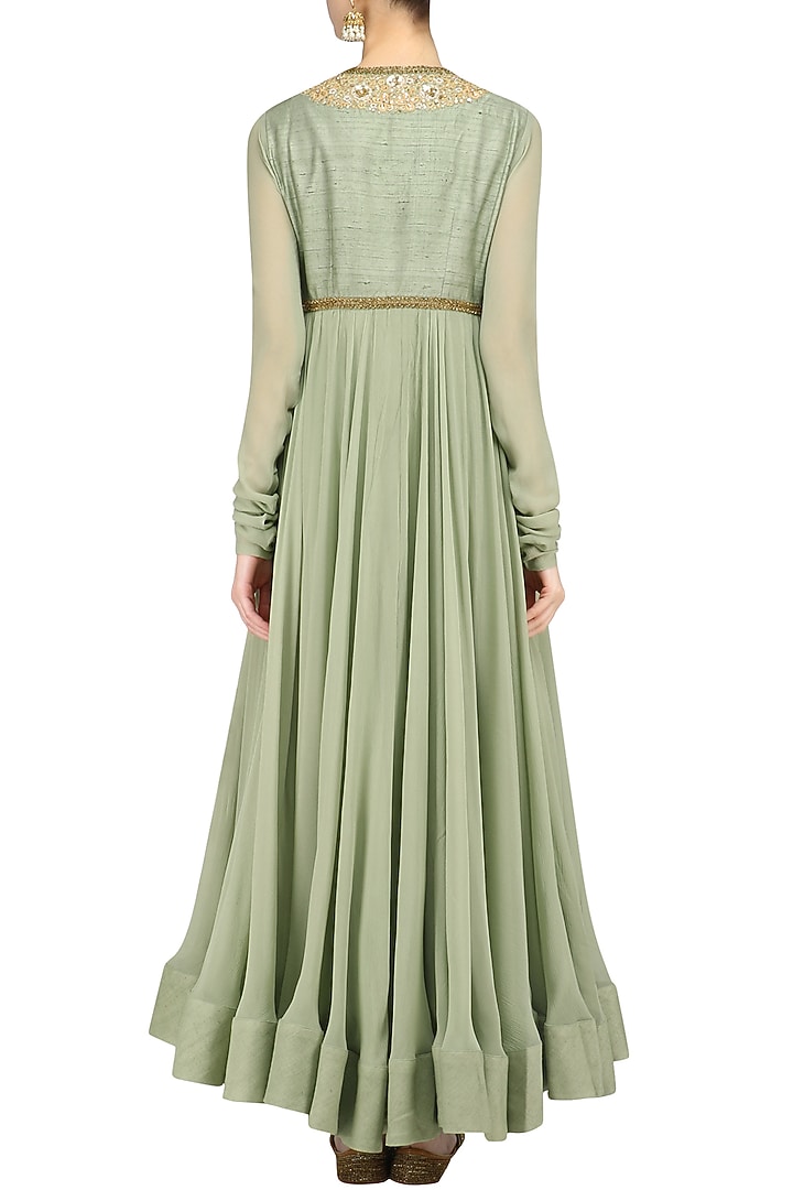 Grey sequins embroidered kalidaar anarkali se available only at Pernia's Pop Up Shop.