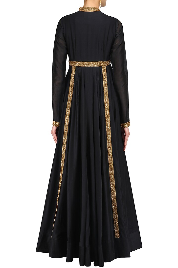 Black sequins embroidered kalidaar kurta set available only at Pernia's Pop Up Shop.