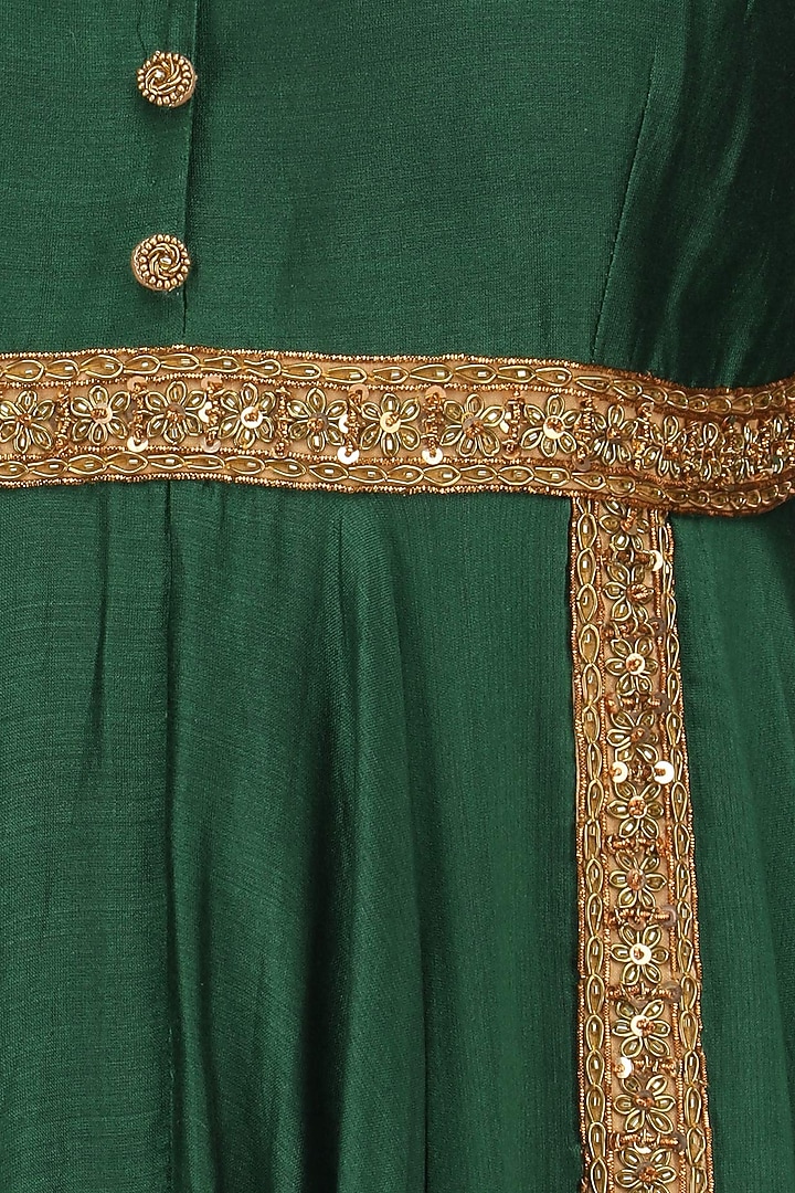 Forest green sequins embroidered kalidaar kurta set available only at Pernia's Pop Up Shop.