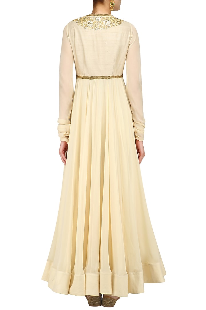 Ivory sequins embroidered anarkali set available only at Pernia's Pop Up Shop.