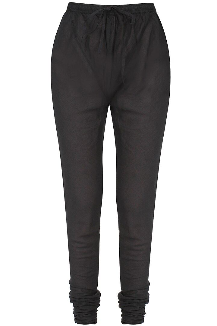 Black embroidered trail jacket with scottish slip and gathered pants available only at Pernia's Pop Up Shop.