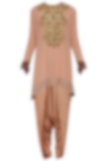 Pale pink sequins embroidered tunic and dhoti pants set available only at Pernia's Pop Up Shop.