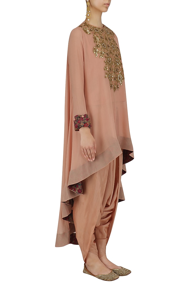 Pale pink sequins embroidered tunic and dhoti pants set available only at Pernia's Pop Up Shop.
