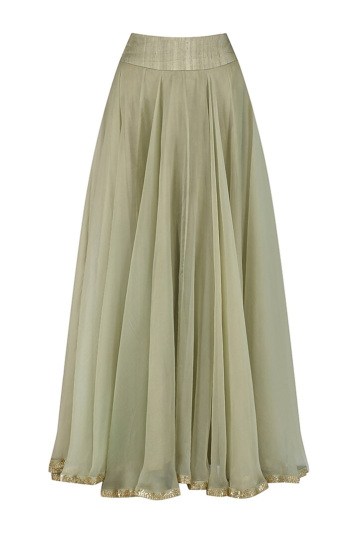 Pale blue sequins embroidered crop top and skirt set available only at Pernia's Pop Up Shop.