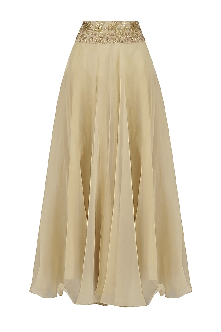Ivory sequins and floral work crop top and dhoti pants set available only at Pernia's Pop Up Shop.