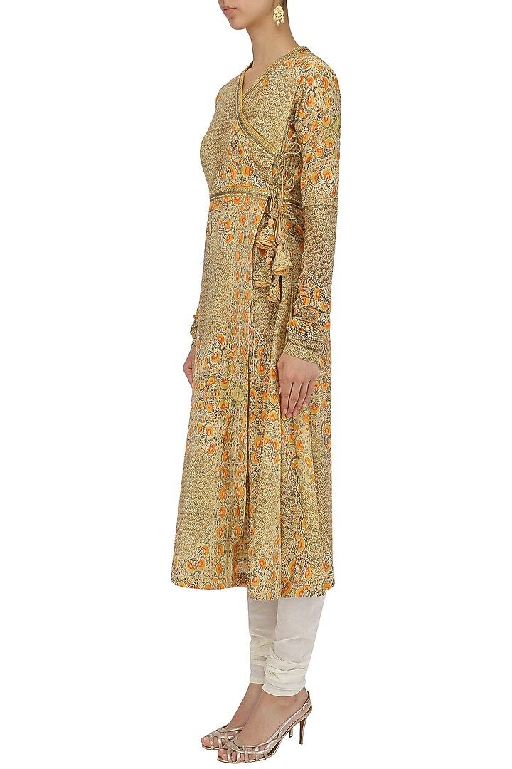 Yellow printed kalidaar kurta set available only at Pernia's Pop Up Shop.