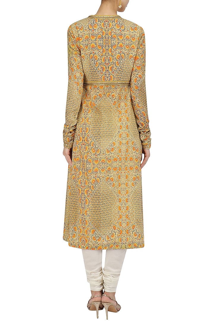 Yellow printed kalidaar kurta set available only at Pernia's Pop Up Shop.