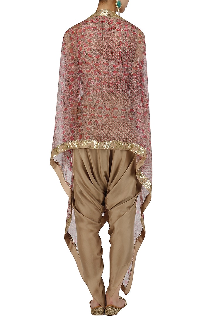 Gold sequinned crop top, dhoti pants and cape set available only at Pernia's Pop Up Shop.