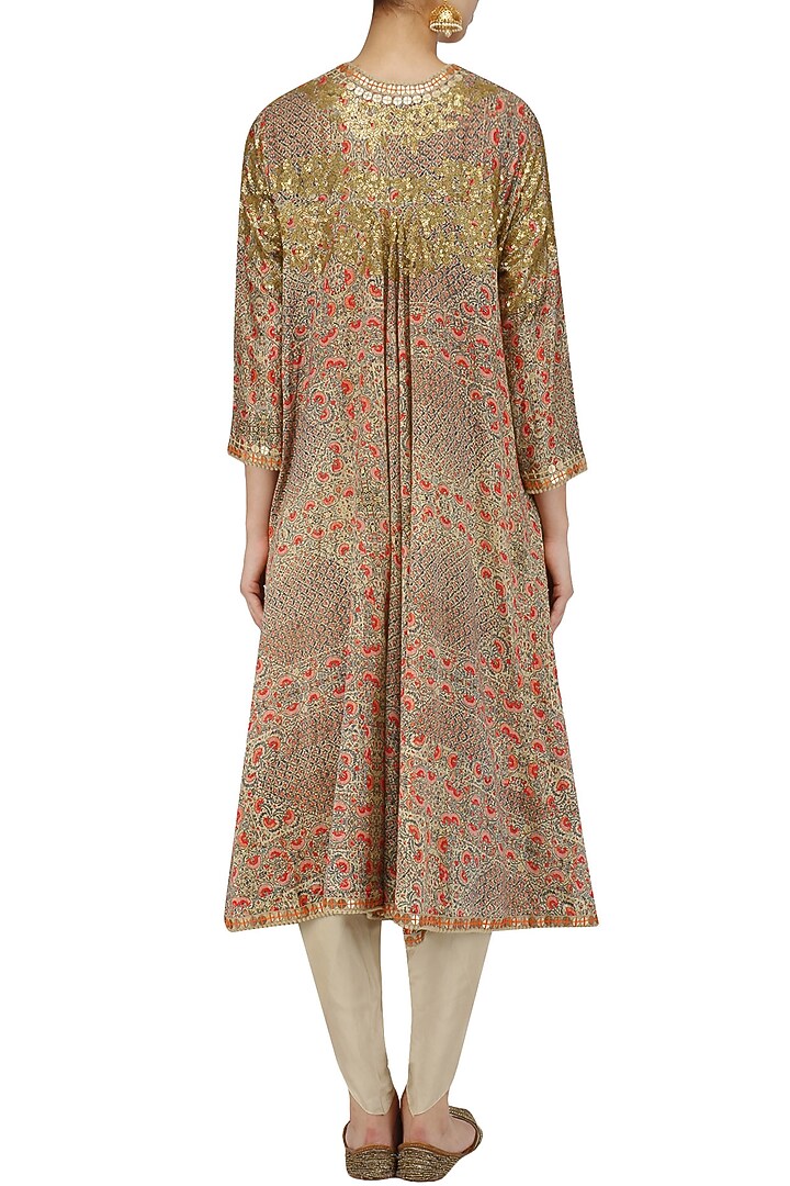 Pale grey sequinned trail jacket and dhoti pants set available only at Pernia's Pop Up Shop.