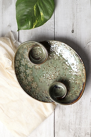 Olive Ceramic 2 Dip Platter by Ddevcraft
