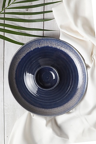 Navy Blue Ceramic Chip & Dip platter by Ddevcraft