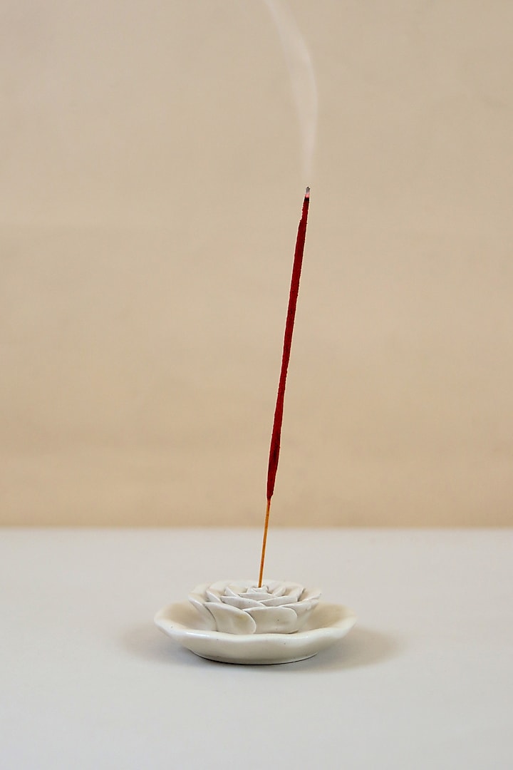 Pearl White Ceramic Incense Stick Holder by Ddevcraft