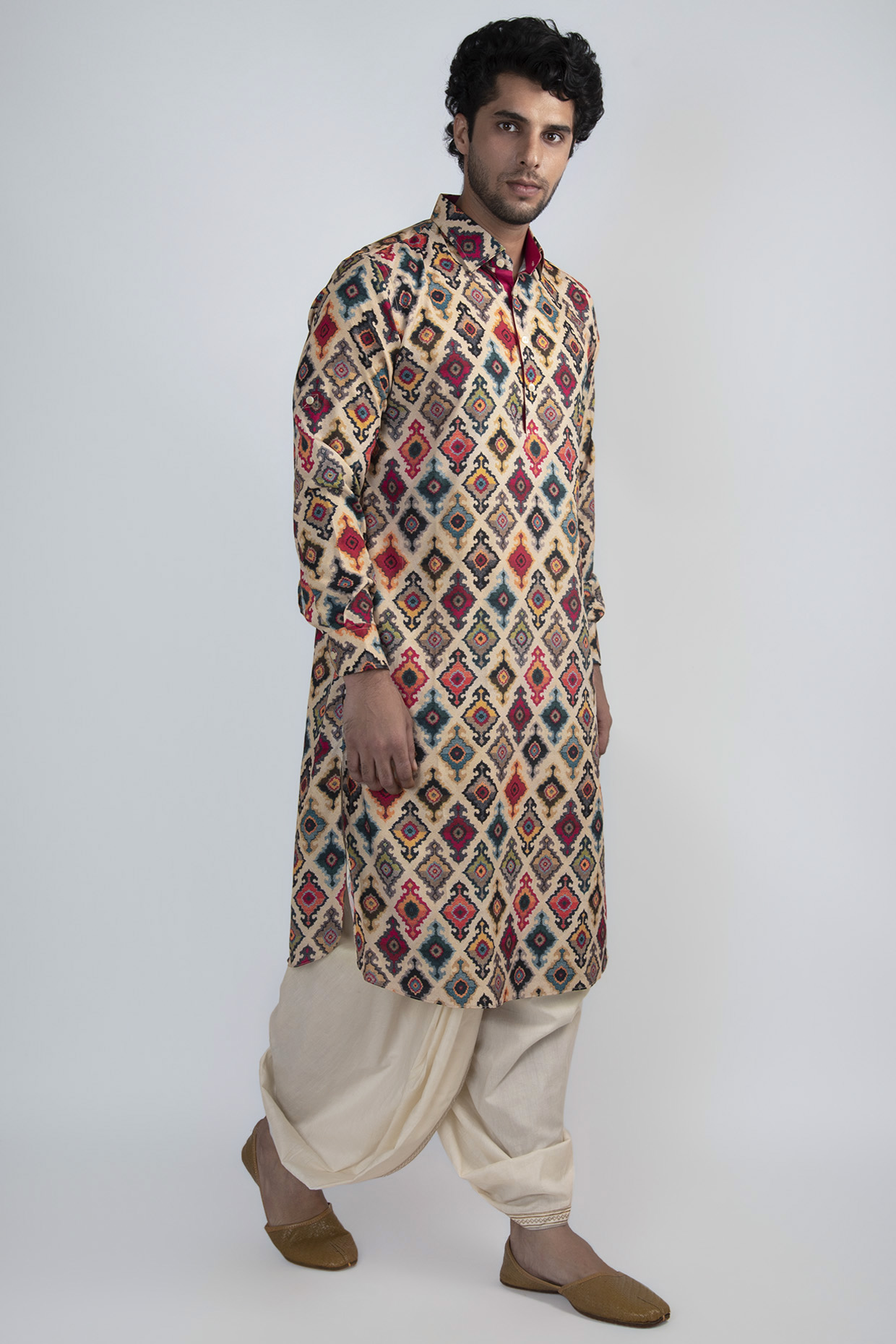 Multi Colored Digital Printed Viscose Kurta by Devanshi Didwania