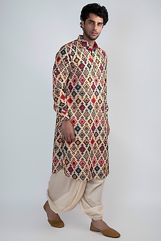 Multi Colored Digital Printed Viscose Kurta by Devanshi Didwania