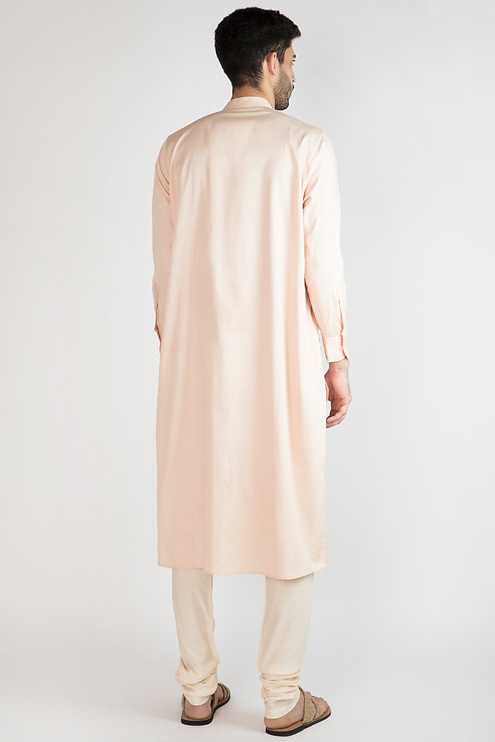 Light Pink Embroidered Kurta With Off White Pants by Devanshi Didwania at Pernia's Pop Up Shop