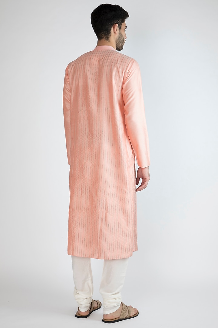 Blush Pink Pintex Kurta With Pants by Devanshi Didwania at Pernia's Pop Up Shop