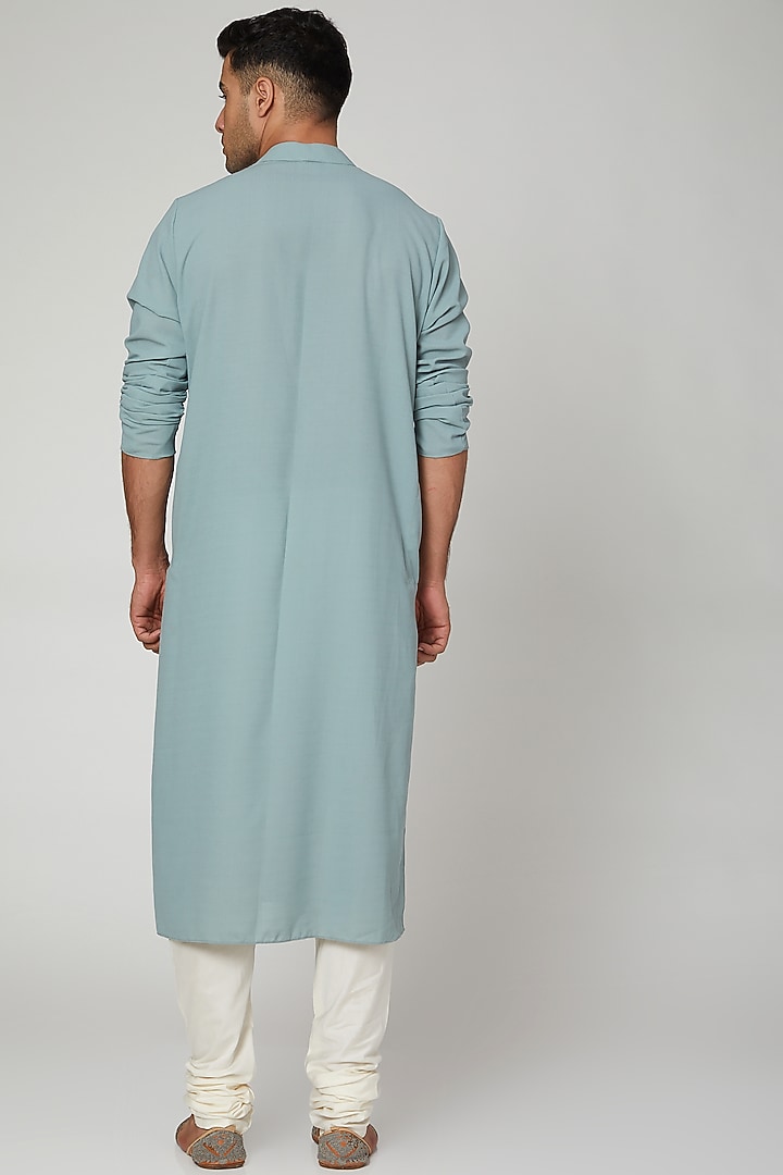Blue Kurta With Anchoring Flap by Devanshi Didwania at Pernia's Pop Up Shop