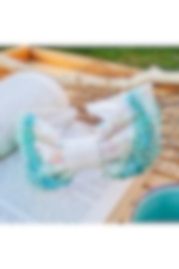 White Italian Crepe Embroidered Hairband by Diya Aswani at Pernia's Pop Up Shop