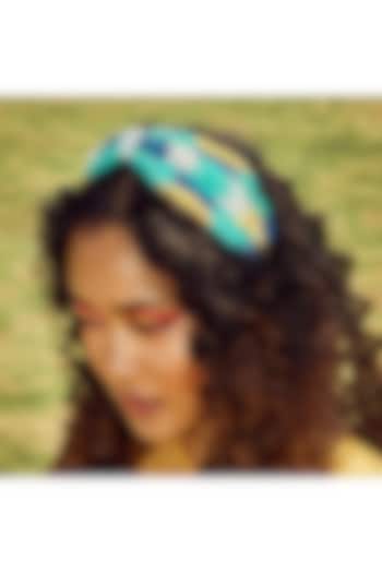 Multi-Colored Italian Crepe Embroidered Hairband by Diya Aswani at Pernia's Pop Up Shop